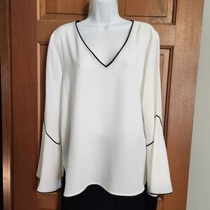Calvin Klein Bell Sleeve Blouse, Ivory, Size L
